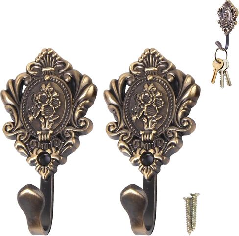 2pcs خطافات جدار عتيقة لترابط الستار النمط البرونزي وردة النمط الزخرفي خلاف الذهب مع البراغي الطراز العتيقة شماعات التعادل المعلقة الصغيرة لغرفة النوم دكور الحمام ديكور in Saudi Arabia