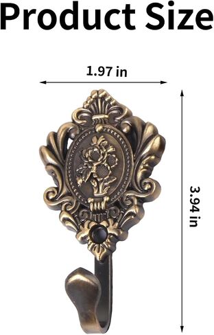 2pcs خطافات جدار عتيقة لترابط الستار النمط البرونزي وردة النمط الزخرفي خلاف الذهب مع البراغي الطراز العتيقة شماعات التعادل المعلقة الصغيرة لغرفة النوم دكور الحمام ديكور in Saudi Arabia