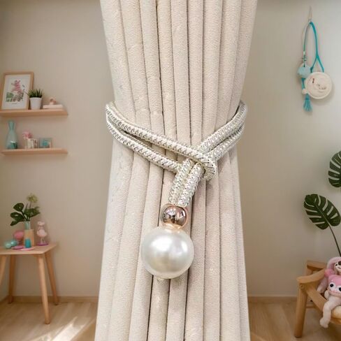 2PCS Curtain Tiebacks Elegant White Large – Easy to Clean and Perfect for Securing Curtains with Grace and Beauty,Stylish and Durable Decorative Accessories for Your Home (White) in Saudi Arabia
