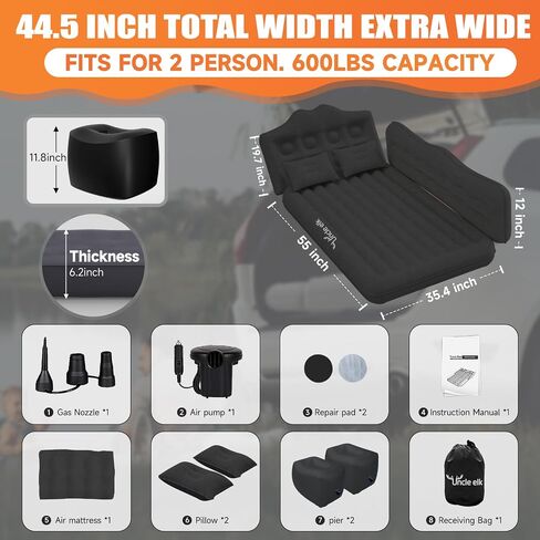 SUV Air Mattress: Inflatable Car Air Mattress for Camping, Flocking Car Bed with Air Pump & 2 Pillows, Portable Sleeping Pad Mattress for Home Car Travel Camping Orange in Saudi Arabia