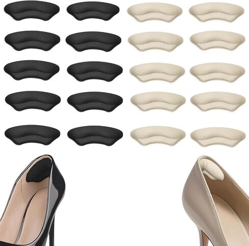 10 Pairs Heel Pads for Shoes-Heel Grips for Womens Men Shoes,Heel Pads Snugs Cushion for Shoe Too Big, Improved Shoe Fit and Comfort, Prevent Heel Slip and Blister-Pale Apricot+Black in Saudi Arabia