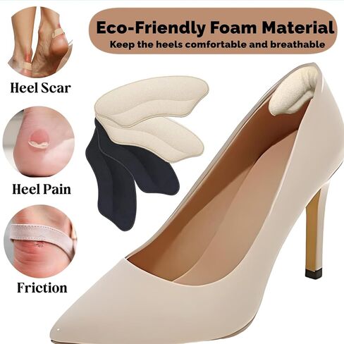 10 Pairs Heel Pads for Shoes-Heel Grips for Womens Men Shoes,Heel Pads Snugs Cushion for Shoe Too Big, Improved Shoe Fit and Comfort, Prevent Heel Slip and Blister-Pale Apricot+Black in Saudi Arabia