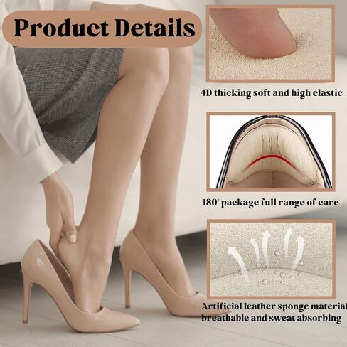 10 Pairs Heel Pads for Shoes-Heel Grips for Womens Men Shoes,Heel Pads Snugs Cushion for Shoe Too Big, Improved Shoe Fit and Comfort, Prevent Heel Slip and Blister-Pale Apricot+Black in Saudi Arabia