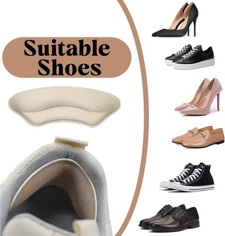 10 Pairs Heel Pads for Shoes-Heel Grips for Womens Men Shoes,Heel Pads Snugs Cushion for Shoe Too Big, Improved Shoe Fit and Comfort, Prevent Heel Slip and Blister-Pale Apricot+Black in Saudi Arabia