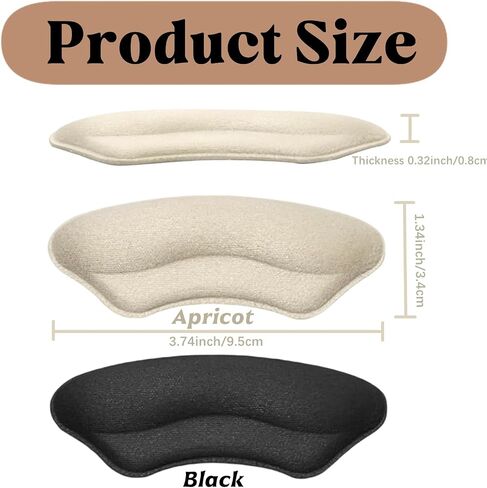 10 Pairs Heel Pads for Shoes-Heel Grips for Womens Men Shoes,Heel Pads Snugs Cushion for Shoe Too Big, Improved Shoe Fit and Comfort, Prevent Heel Slip and Blister-Pale Apricot+Black in Saudi Arabia