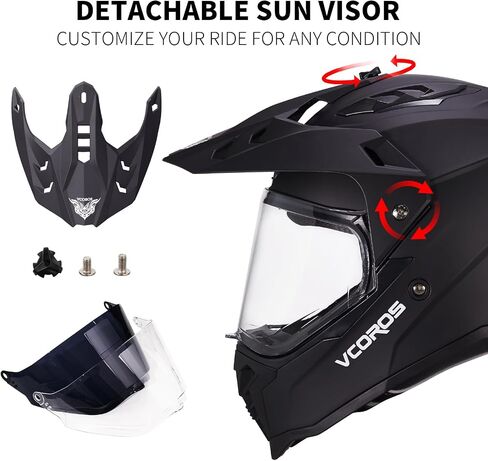 Vcoros Adventure Motorcycle Helmet VS-908 ATV Dirt Bike Off Road Motocross Full Face Helmet for البالغين المعتمدين in Saudi Arabia