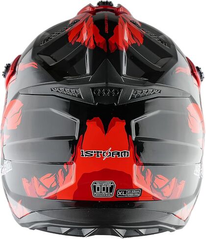 1STORM البالغين Motocross خوذة ATV الدراجة الأوساخ BMX MX Downhill Mountain Helmet Track Style JH601 ؛ ديناصور وردي + نظارات + حزمة القفازات الوردي الهيكل العظمي in Kuwait