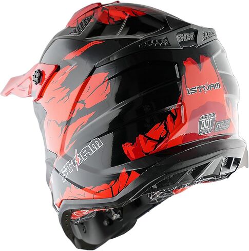 1STORM البالغين Motocross خوذة ATV الدراجة الأوساخ BMX MX Downhill Mountain Helmet Track Style JH601 ؛ ديناصور وردي + نظارات + حزمة القفازات الوردي الهيكل العظمي in Kuwait