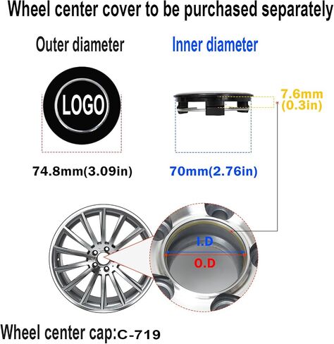 18" x 8.5" Rear Wheel Rim for Mercades-Benz-C300 C350 2015-2018, Aluminum Alloy Replacement Rim 85371, Fits for Rear Wheel Only in Saudi Arabia