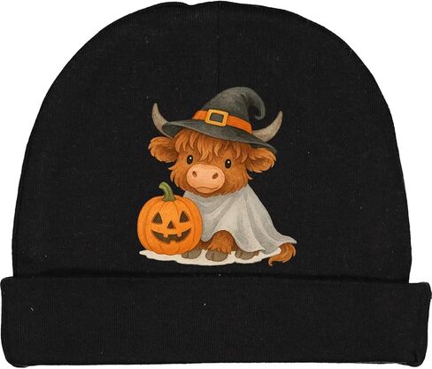 inktastic Adorable Halloween Highland Cow with Pumpkin Baby Beanie Hat in Saudi Arabia