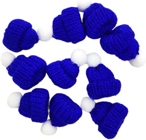 10pcs قبعات عيد الميلاد Mini Mini Mini Christmas متماسكة للحلي DIY الفن والحرف (الأزرق الداكن) in Kuwait