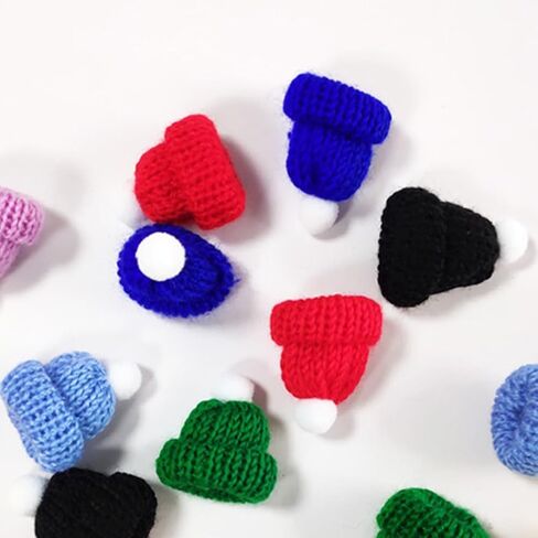 10pcs قبعات عيد الميلاد Mini Mini Mini Christmas متماسكة للحلي DIY الفن والحرف (الأزرق الداكن) in Kuwait