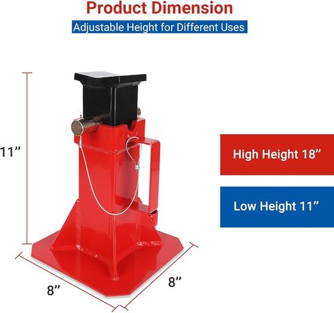 12 Ton Jack Stands with Lock, Heavy Duty Pin Type Professional Car Jack Stand, Adjustable Height to 11"-18", Fit for Cars, SUVs, and Most Automobiles, 1 Pair in Kuwait