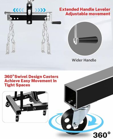 2 Ton Hydraulic Engine Hoist Crane with Lever, Folding Heavy-Duty Cherry Picker with 6 Locking Wheels & 4 Boom Positions, for Truck/SUV Engines, Garage Workshop, Industrial Lifting (Net Wt. 168 lbs) in Saudi Arabia
