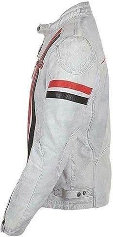 Distressed Cafe Racer Leather Jacket Men - Slim Fit Vintage Style Motorcycle Leather Jackets for Men in Saudi Arabia