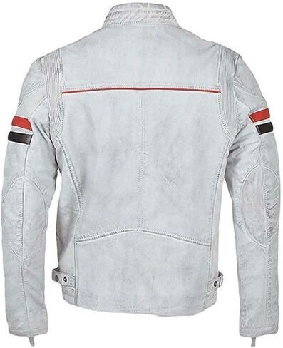 Distressed Cafe Racer Leather Jacket Men - Slim Fit Vintage Style Motorcycle Leather Jackets for Men in Saudi Arabia