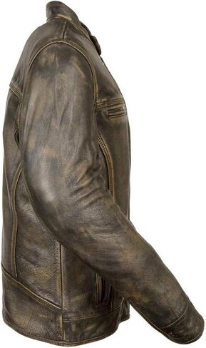 Distressed Cafe Racer Leather Jacket Men - Slim Fit Vintage Style Motorcycle Leather Jackets for Men in Saudi Arabia