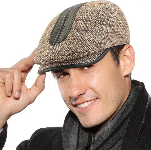 SEAUR Men Flat Cap Adjustable Newsboy Cap Vintage Beret Hat Classic Newsboy Hats Ivy Hat Cabbie Gatsby Cap Duckbill Cap in Saudi Arabia