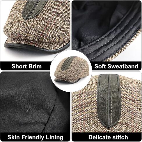 SEAUR Men Flat Cap Adjustable Newsboy Cap Vintage Beret Hat Classic Newsboy Hats Ivy Hat Cabbie Gatsby Cap Duckbill Cap in Saudi Arabia
