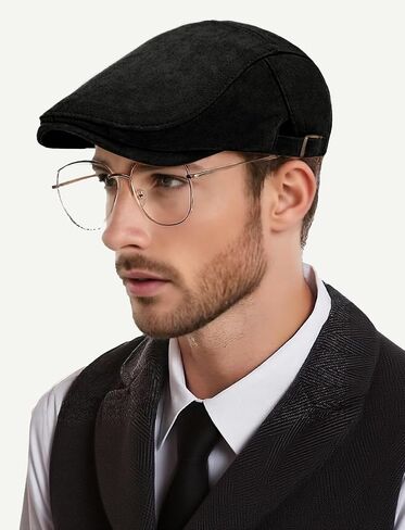 SEAUR Men's Suede Beret Newsboy Cap Fashion Flat Duckbill Gatsby Adjustable Hats in Saudi Arabia