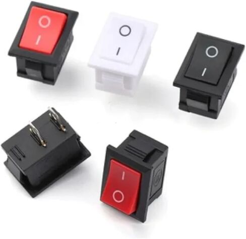 Rocker Switch 10x15mm ، SPST 2-Pin ON/OFF ، 3A 250V ، Black Red White (White 5pcs) in Saudi Arabia