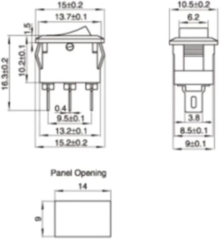 Rocker Switch 10x15mm ، SPST 2-Pin ON/OFF ، 3A 250V ، Black Red White (White 5pcs) in Saudi Arabia