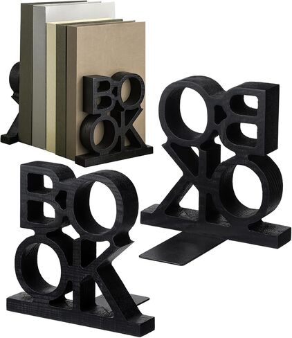 Chunful 2 قطع مجموعة Bookends منحوتة في كتاب Block Letters Rustic Fun Bockends Decorative Wood Book Weads for Home Office Library Weshelf Desk in Saudi Arabia