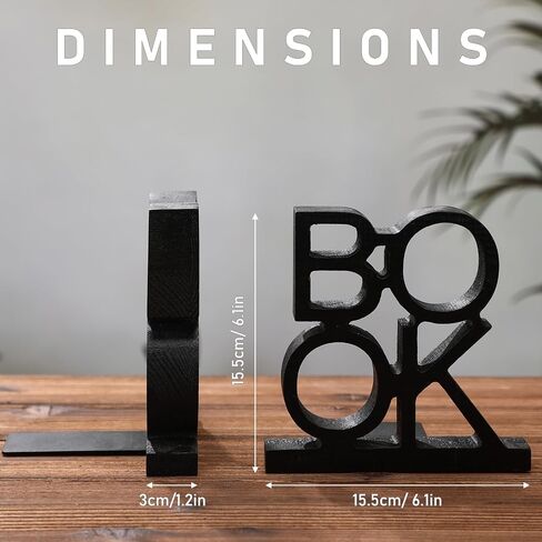 Chunful 2 قطع مجموعة Bookends منحوتة في كتاب Block Letters Rustic Fun Bockends Decorative Wood Book Weads for Home Office Library Weshelf Desk in Saudi Arabia