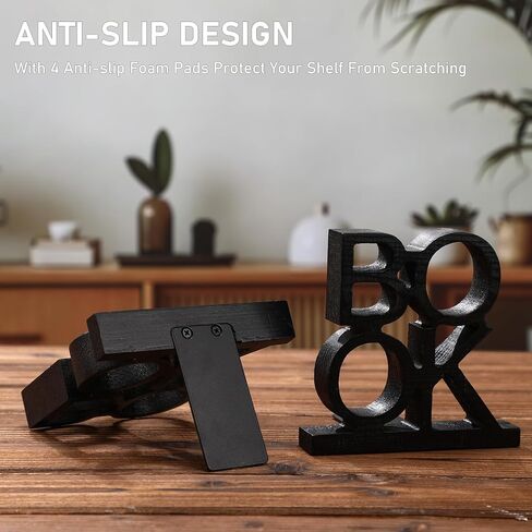 Chunful 2 قطع مجموعة Bookends منحوتة في كتاب Block Letters Rustic Fun Bockends Decorative Wood Book Weads for Home Office Library Weshelf Desk in Saudi Arabia