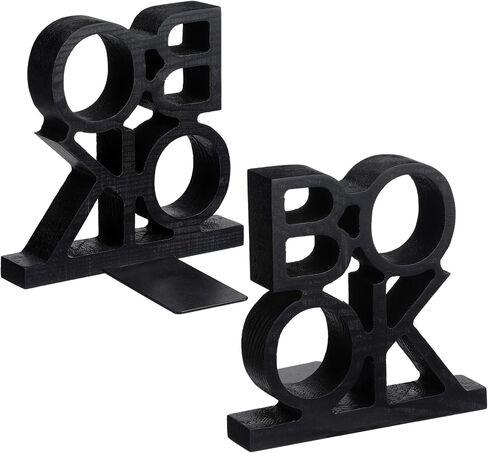 Chunful 2 قطع مجموعة Bookends منحوتة في كتاب Block Letters Rustic Fun Bockends Decorative Wood Book Weads for Home Office Library Weshelf Desk in Saudi Arabia