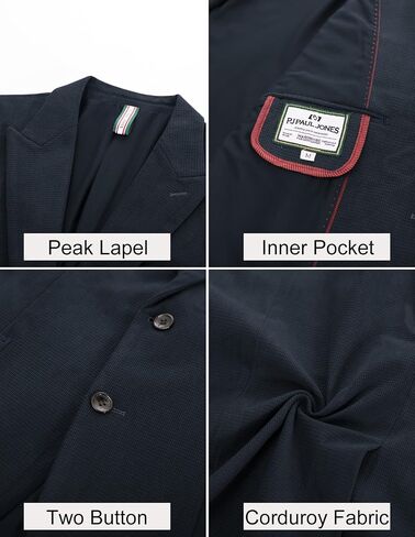السترة للرجال عتيقة Corduroy Jacket Peak Lapel Business Bushons اثنين من المعاطف الرياضية غير الرسمية البحرية الأزرق in Saudi Arabia