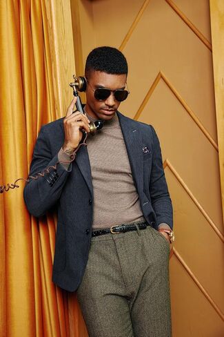 السترة للرجال عتيقة Corduroy Jacket Peak Lapel Business Bushons اثنين من المعاطف الرياضية غير الرسمية البحرية الأزرق in Saudi Arabia