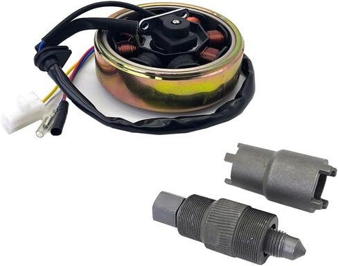 GY6 Magneto Stator Flywheel Rotor Kit,8 Coil Copper Stator for GY6 50cc 139QMB 139QMA Scooter Moped ATV Go-Kart Engine,High Performance Part with Flywheel Puller & Clutch Lock Tool in Saudi Arabia
