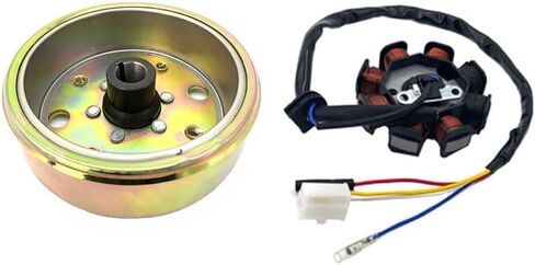 GY6 Magneto Stator Flywheel Rotor Kit,8 Coil Copper Stator for GY6 50cc 139QMB 139QMA Scooter Moped ATV Go-Kart Engine,High Performance Part with Flywheel Puller & Clutch Lock Tool in Saudi Arabia