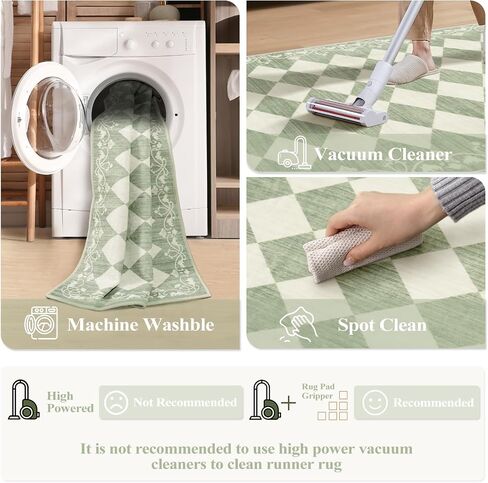 Beeiva Checkered Bathroom Runner Rug 2x6, Black and White Washable Runners for Hallways Non Slip, Moroccan Trellis 2x6 Rug for Besides Laundry Kitchen, Checkerboard Stain Resistant Bathroom Decor in Kuwait