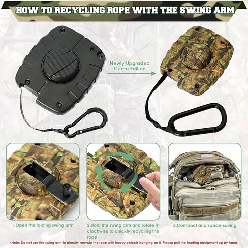 معدات قابلة للسحب ورافعة القوس للصيد على حامل الشجرة، حبل سحب القوس قابل للسحب بطول 29.5 قدمًا لحامل الأشجار، حبل رافعة سريع وسهل للقوس، ملحقات صيد الغزلان للرجال الصيادين in Kuwait