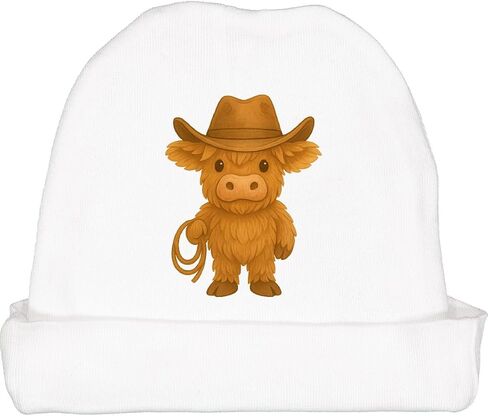 inktastic Cute Cowboy Highland Cow Cartoon Art Baby Beanie Hat in Saudi Arabia