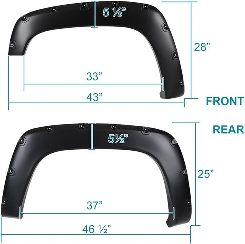 Spec-D Tuning 4PC Front + Rear Black Pocket Rivet Style Fender Flares Wheel Cover Compatible with 1988-1998 Chevy GMC C/K 1500 Tahoe Suburban Yukon in Saudi Arabia