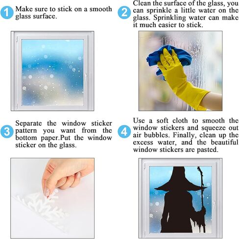 Whaline Extra Large Halloween Window Clings Black Witch Silhouette Window Decals Dark Academia Gothic Style Double-Sided Reusable for Spooky Holiday Home Office School Party Decoration,3 Sheets in Saudi Arabia