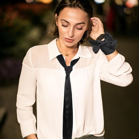 Self Tie Satin Ribbon Bow Ties, Bow Ties for Women Girls Self-tie Bowtie Adjustable Bowties Black Polyester Bowtie Folding Bowties Accessory for School Uniforms Cosplay T-shirt Accessory Wedding Party in Saudi Arabia