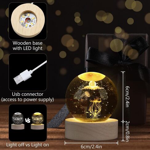 Maibaota 3D قناديل البحر ديكور 2.4 بوصة الكرة الكريستال محيطات الديكور تذكارات لعشاق الكائنات البحرية المنزل in Kuwait