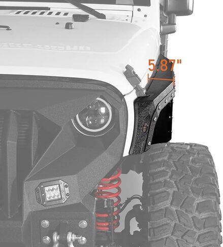 Hooke Road Bulwark JK Front Fender Flares w/Turn Signal Lights for 2007-2018 Jeep Wrangler JK & Unlimited 2/4 Doors, 2PCS Armor Style Steel Fenders in Saudi Arabia