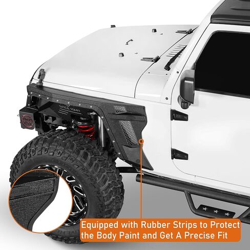 Hooke Road Bulwark JK Front Fender Flares w/Turn Signal Lights for 2007-2018 Jeep Wrangler JK & Unlimited 2/4 Doors, 2PCS Armor Style Steel Fenders in Saudi Arabia