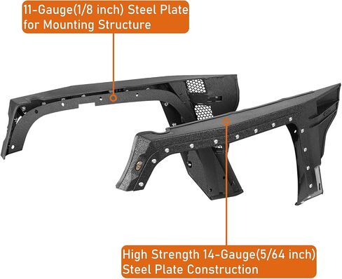 Hooke Road Bulwark JK Front Fender Flares w/Turn Signal Lights for 2007-2018 Jeep Wrangler JK & Unlimited 2/4 Doors, 2PCS Armor Style Steel Fenders in Saudi Arabia