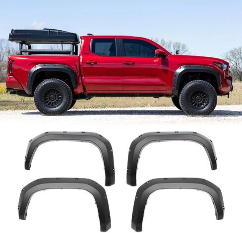 FREEMOTOR802 Fender Flares Compatible with 2024-2025 Toyota Tacoma, Pocket Style Wheel Arches Flares Mud Guards Wheel Covers, Black PP 4PCS Set in Saudi Arabia