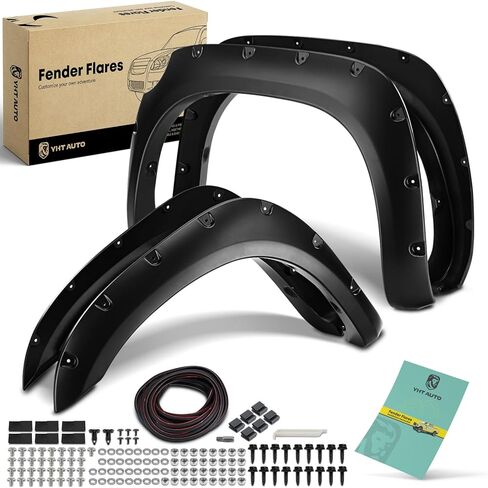 Yhtauto Pocket Style Fender Fender W/Hardware Kit متوافق مع Toyota Tundra 2007-2013 2nd Gen ، واقي غطاء العجلات القابل للطلاء ، الأمامي والخلفي ، مجموعة من 4 in Saudi Arabia