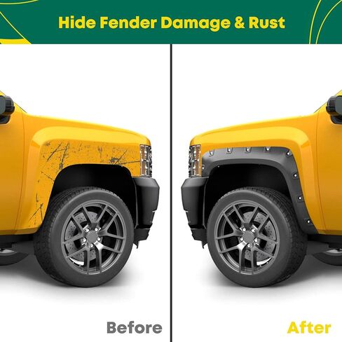 Yhtauto Pocket Style Fender Fender W/Hardware Kit متوافق مع Toyota Tundra 2007-2013 2nd Gen ، واقي غطاء العجلات القابل للطلاء ، الأمامي والخلفي ، مجموعة من 4 in Saudi Arabia