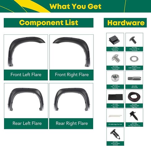 Yhtauto Pocket Style Fender Fender W/Hardware Kit متوافق مع Toyota Tundra 2007-2013 2nd Gen ، واقي غطاء العجلات القابل للطلاء ، الأمامي والخلفي ، مجموعة من 4 in Saudi Arabia