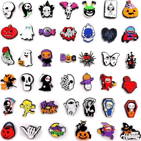 41 Pieces Pack, Halloween Shoes Charms Decorations Different No-Repeat Accessories Wristband Bracelet Girls Boys Teens Kids Birthday Party Favor Gifts in Saudi Arabia
