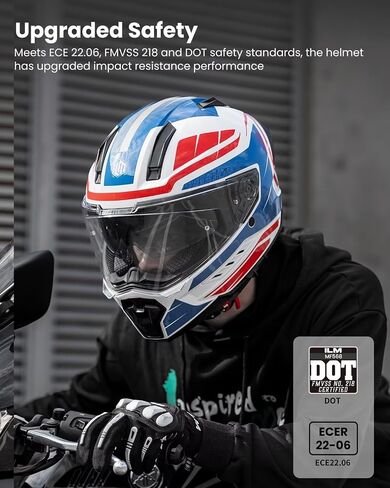 ILM دراجة نارية الخوذات الكاملة الخوذات النقطية للرجال للنساء مع قرعة مزدوجة Pinlock Insert Street Racing Cascos Para Motos Model MF568 in Kuwait